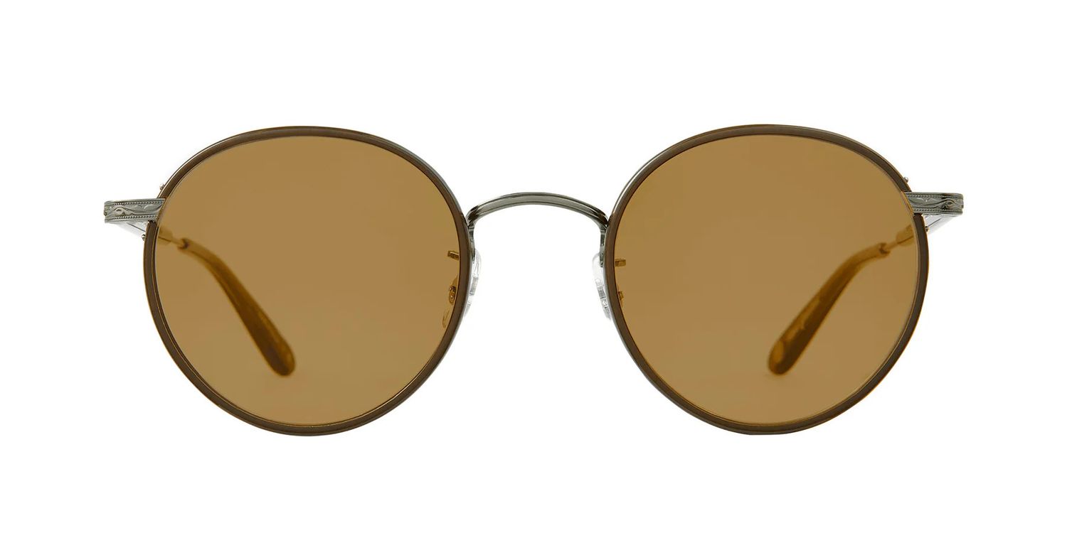 Garrett Leight Wilson Sun, Color: OLVPW Olive-Pewter/Semi-Flat Pure Maple, Size: 49-22-145-46