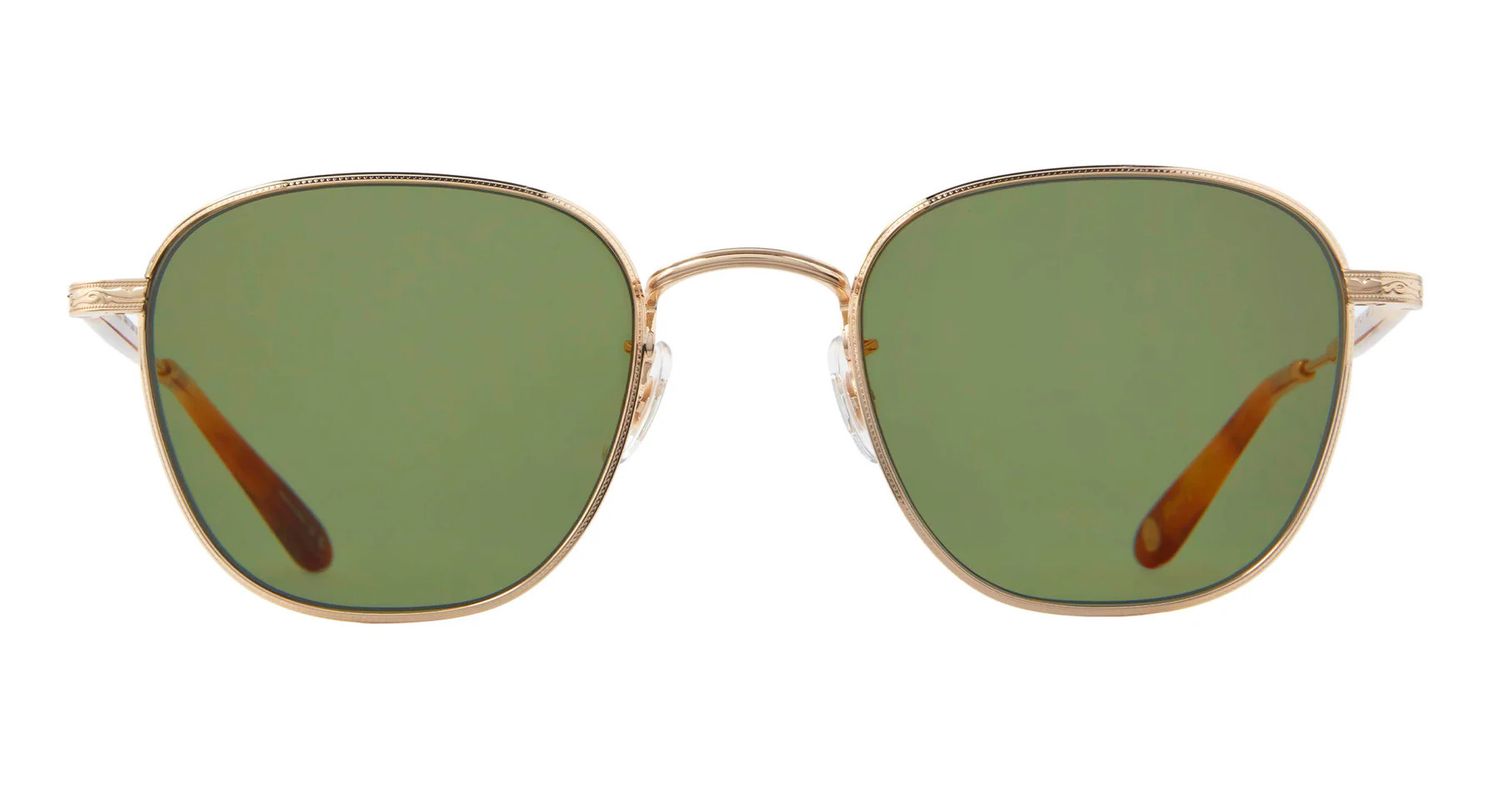 Garrett Leight World Sun, Color: G Gold-Ember Tortoise/Semi-Flat Green, Size: 49-23-145-43