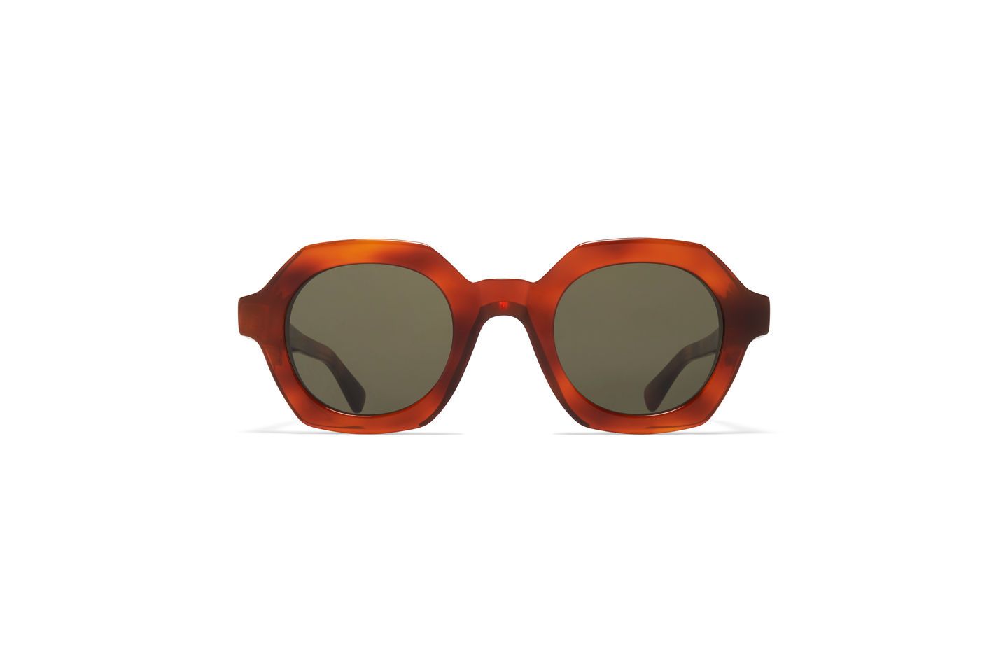 Mykita Teshi Sun, Color: C214 Soft Havana / Shiny Silver / Raw Green Solid, Size: 47-25-145-52