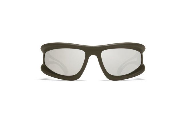 Mykita Marfa Sun, Color: Safari Green - Silver Shield - MD31