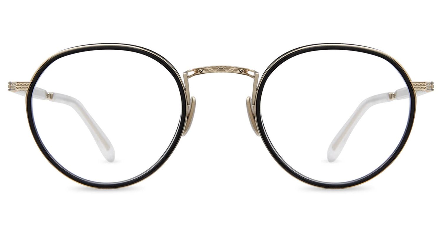 Garrett Leight Billie C, Color: BK-12KG Black-12K White Gold, Size: 48-25-136-42