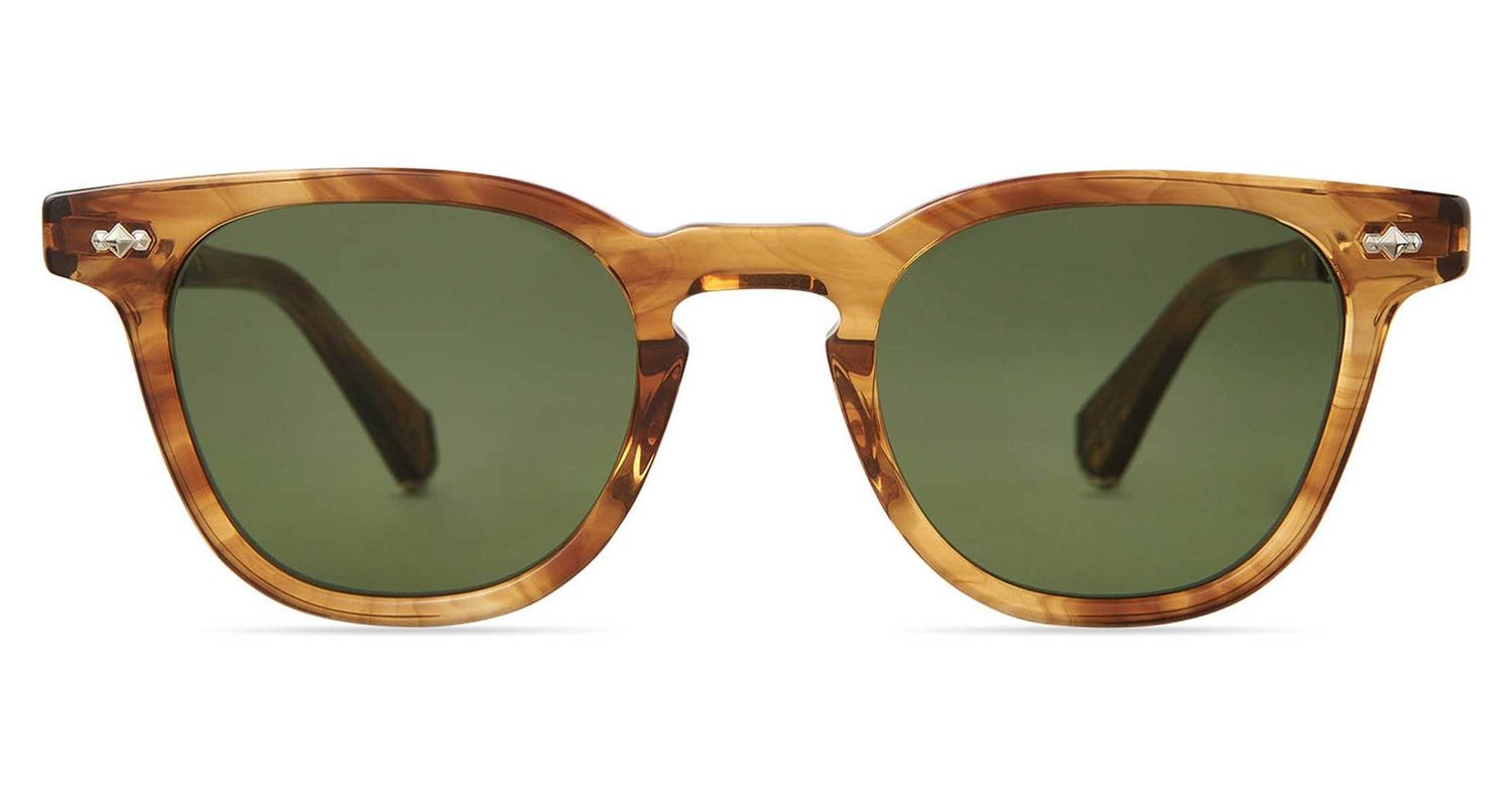 Garrett Leight Dean S, Color: MRRYE-WG/BOXGRN Marbled Rye-White Gold/Boxwood Green, Size: 46