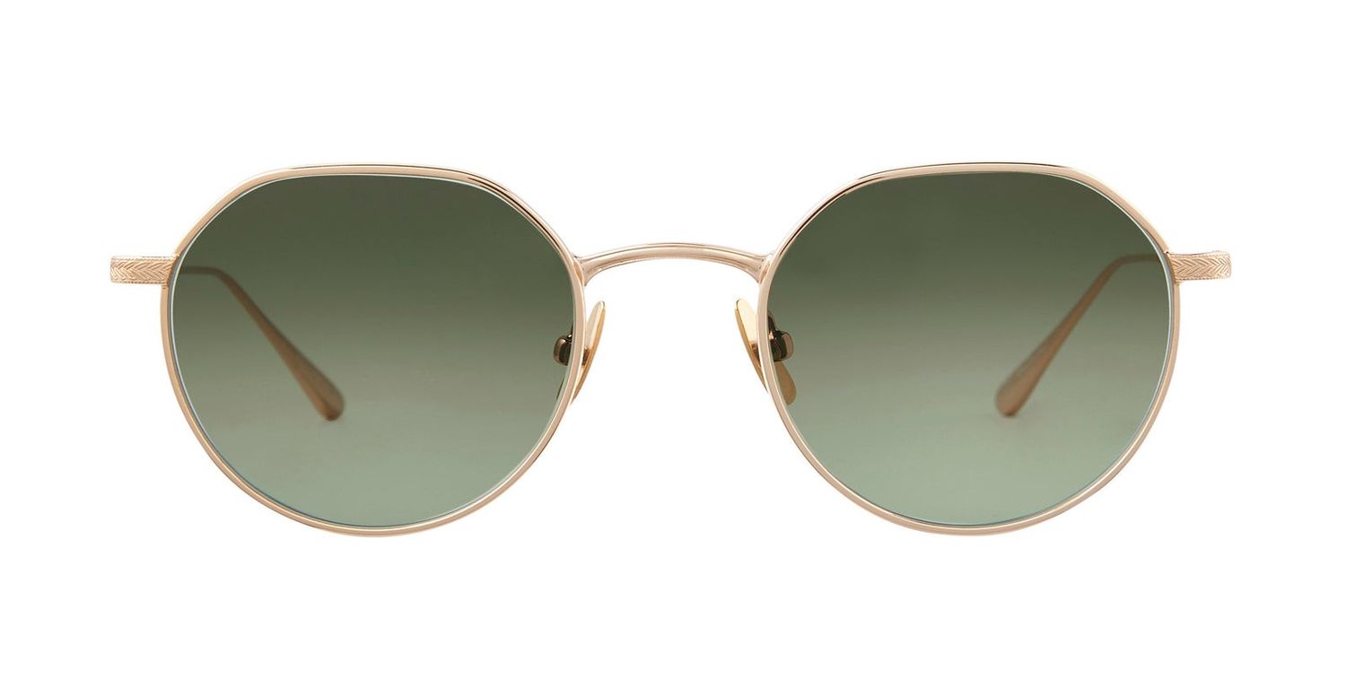 Garrett Leight Eureka M Sun, Color: G/PEVGRNG Gold/Pure Evergreen Gradient, Size: 48-23-145-43
