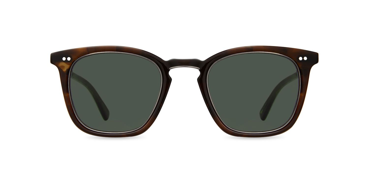 Garrett Leight Getty II S, Color: CACT-PW/G15 Cacao Tortoise-Pewter/G15, Size: 48