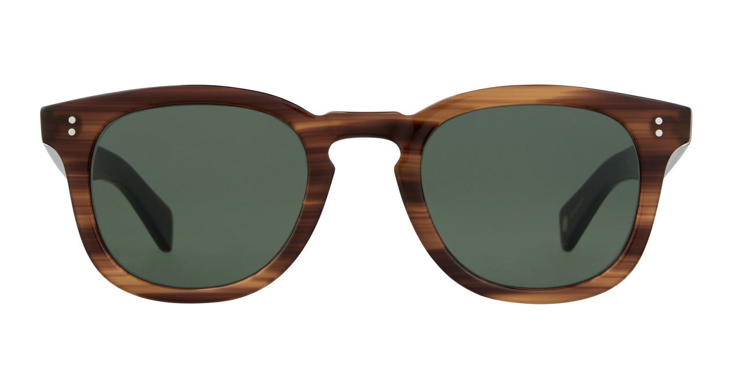 Garrett Leight Kinney II Sun, Color: CHW/SFPG15 Cherry Wood/Semi-Flat Pure G15, Size: 47