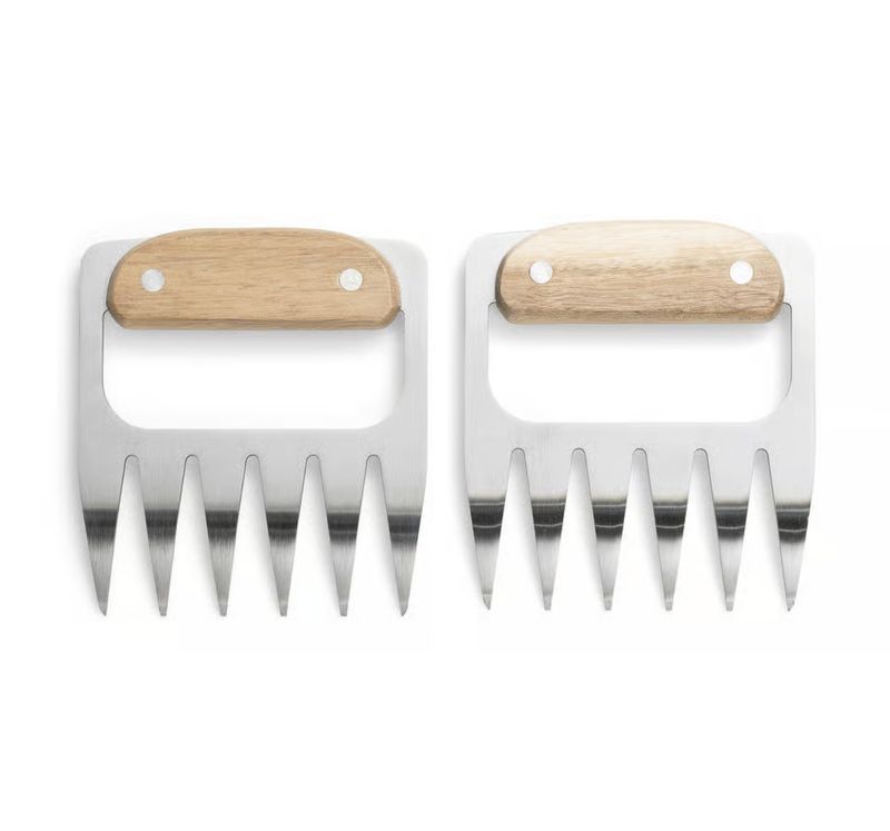 STAINLESS STEEL MEAT SHREDDING BEAR CLAWS WITH ACACIA WOOD HANDLES
