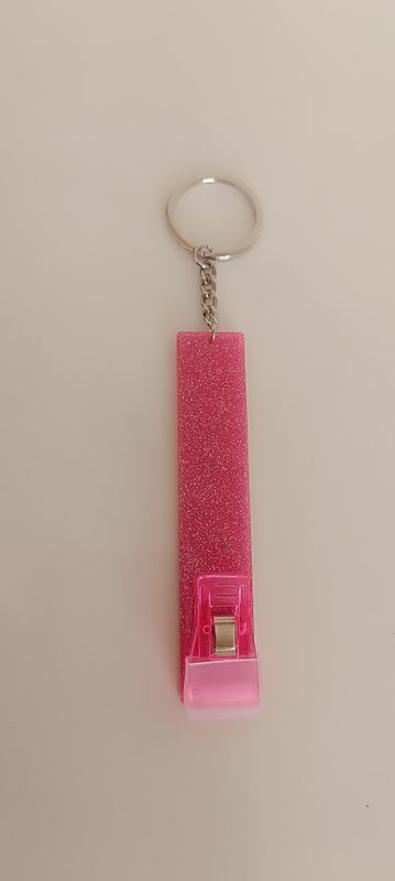 Pince ongles longs Rose Glitter