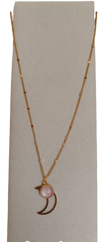 Collier Galaxie lune , Rose nacré