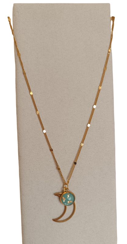 Collier Galaxie lune , vert eau