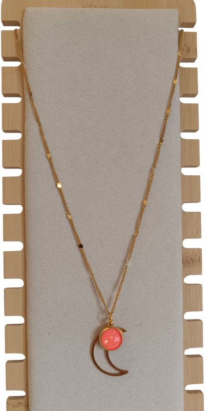 Collier Galaxie lune , orange flashy