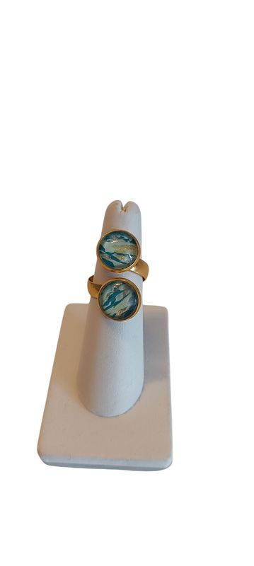 Bague Galaxie double, duo vert
