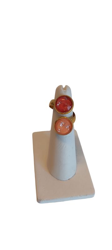 Bague Galaxie double, corail duo