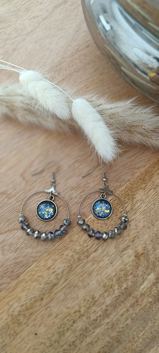 Boucles d&#39;oreilles Galaxie Argentée