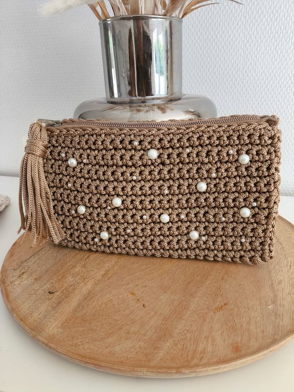 POCHETTE &quot;PERLA&quot; moka