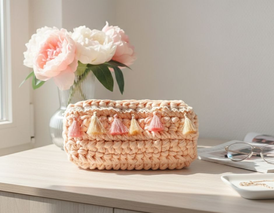 Pochette pompons &amp; dentelle