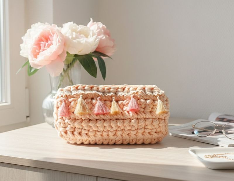 Pochette pompons &amp; dentelle