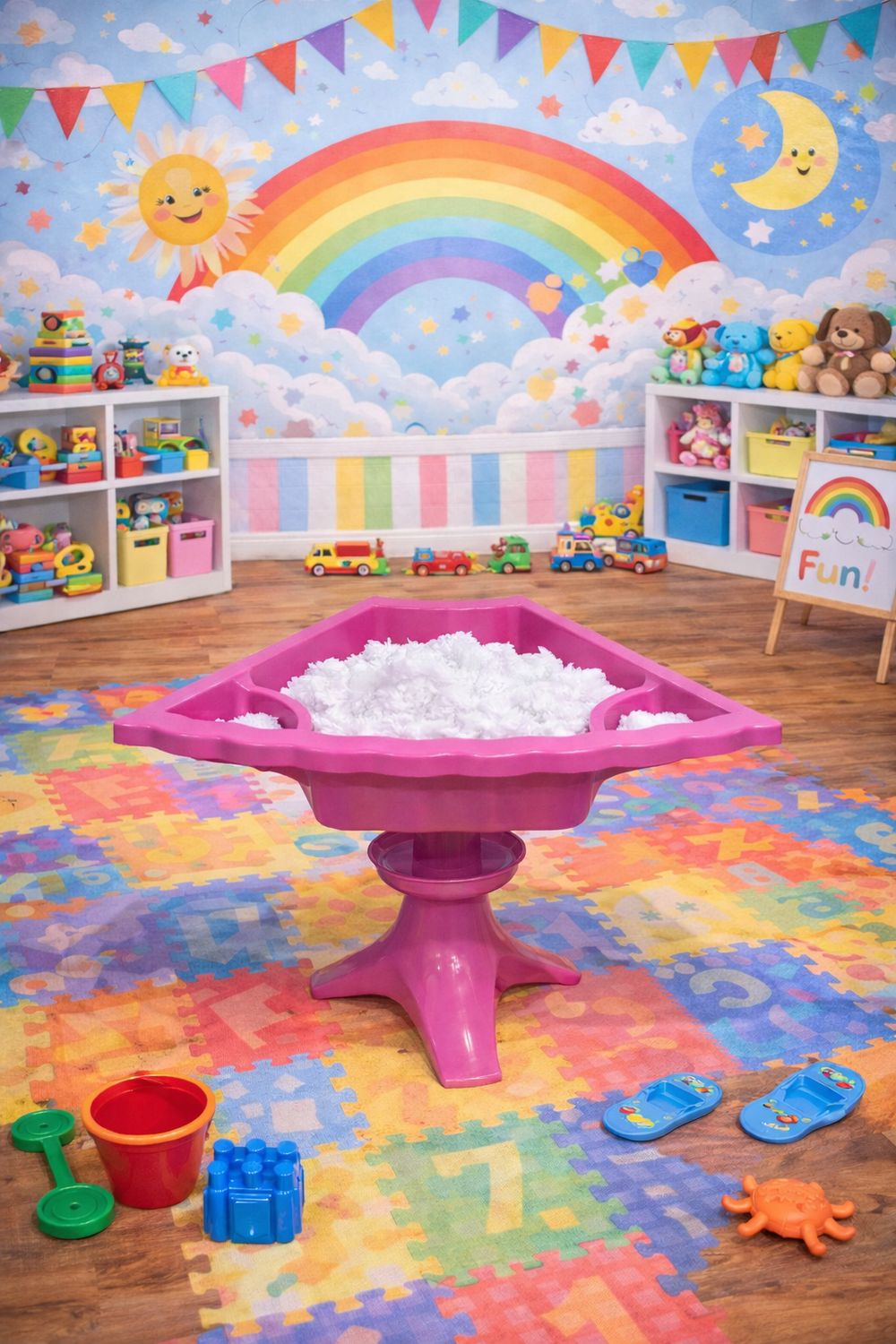 Pink snow station with snow &amp; toys (no chairs)