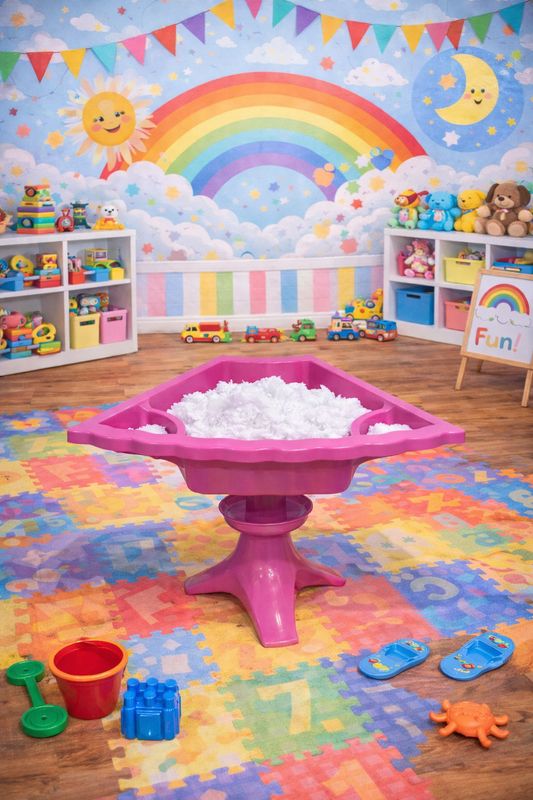 Pink snow station with snow &amp; toys (no chairs)