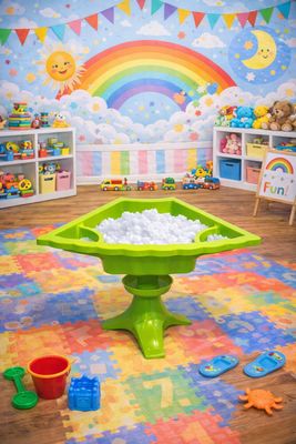 Green snow station with snow &amp; toys (no chairs)