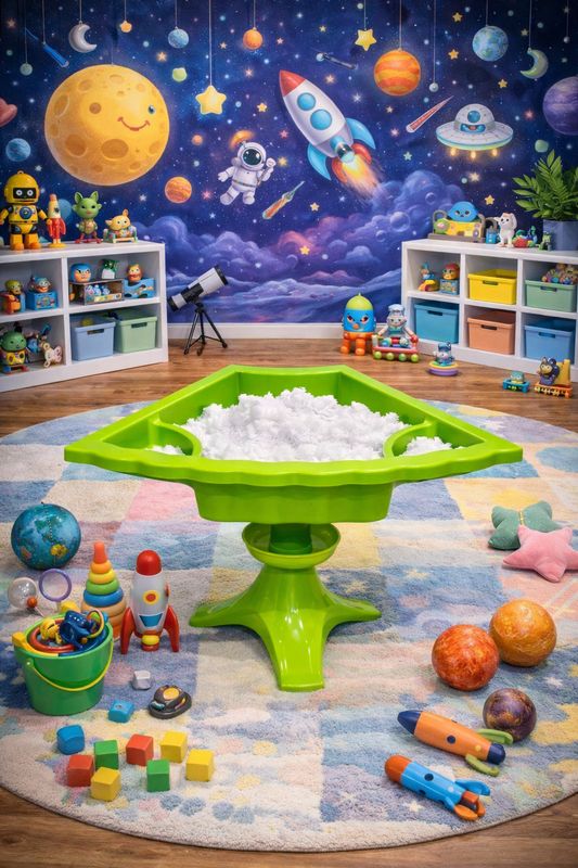 Green snow station with snow &amp; toys (no chairs)