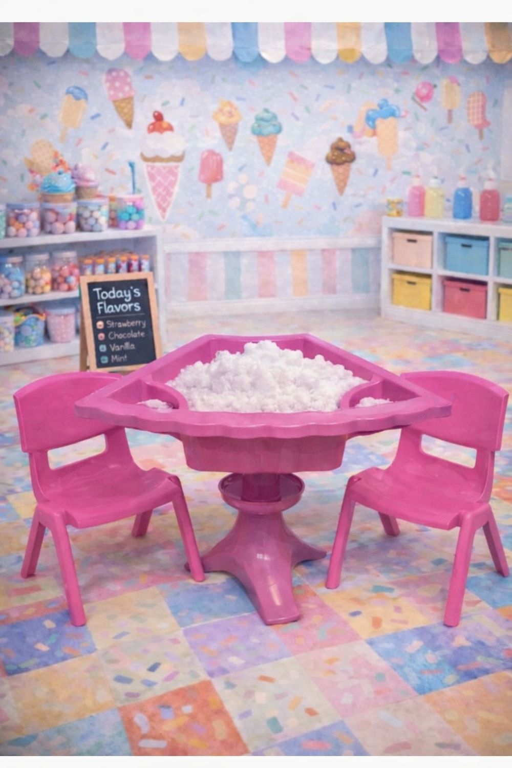 Pink snow station with pink chairs (full package)
