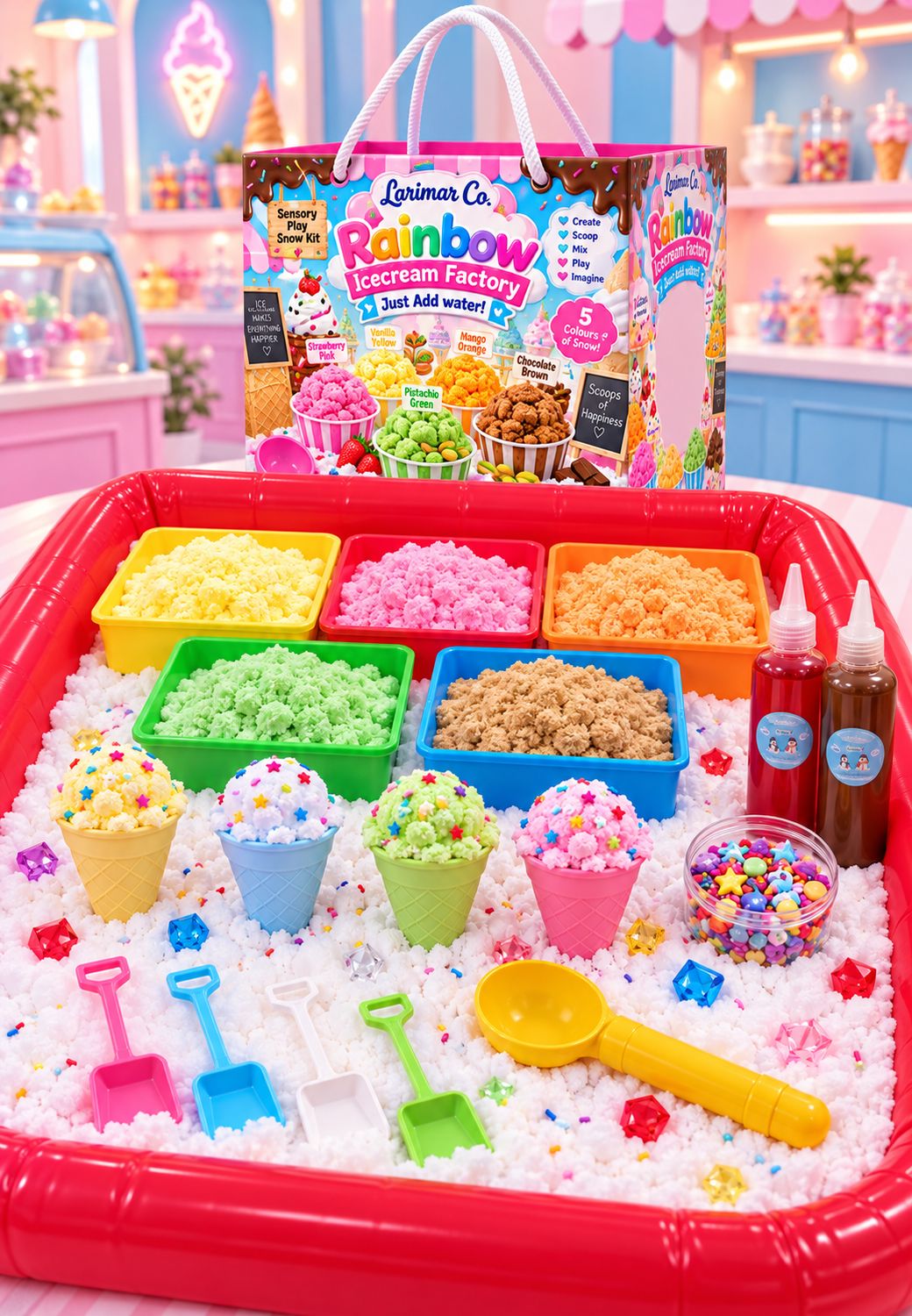 Rainbow snow ice cream shop