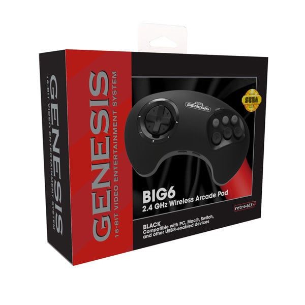**CLEARANCE** retro-bit - Sega Genesis - Big 6 Control Pad [2.4GHz Wireless Controller]