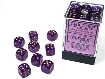 Borealis Luminary Royal Purple/Gold Dice [12mm, 36D6]