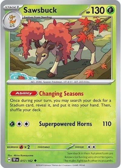 Sawsbuck - 017/162 (Reverse Holofoil, Uncommon)