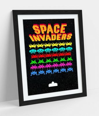 **CLEARANCE** Space Invaders Game Over 11&quot; x 17&quot; Framed Print