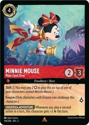 Minnie Mouse - Wide-Eyed Diver - 114/204 (Cold Foil, Rare)