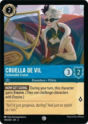 Cruella De Vil - Fashionable Cruiser - 144/204 (Cold Foil, Common)