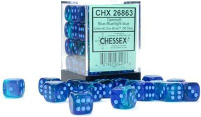 Gemini Luminary Blue-Blue/Light Blue Dice [12mm, 36D6]