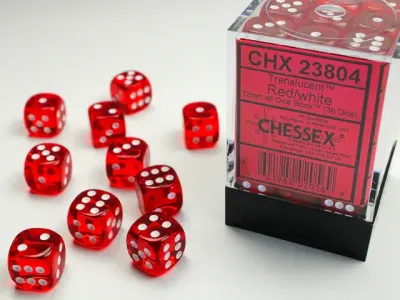 Translucent Red/White  Dice [12mm, 36D6]