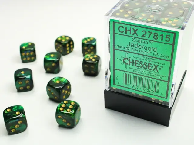 Scarab Jade/Gold Dice [12mm, 36D6]