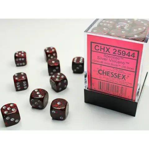 Speckled Silver Volcano Dice [12mm, 36D6]