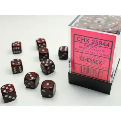 Speckled Silver Volcano Dice [12mm, 36D6]