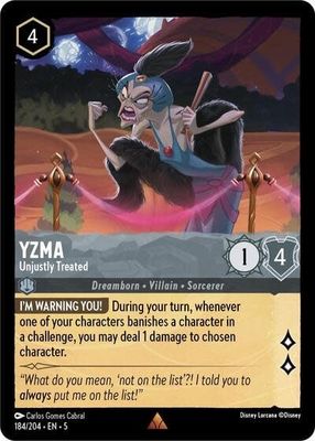 Yzma - Unjustly Treated - 184/204 (Normal, Rare)
