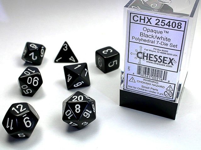 Opaque Black/white 7-Die Set