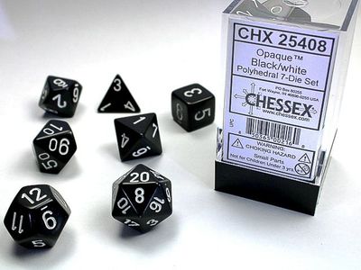 Opaque Black/white 7-Die Set