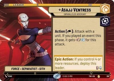 Asajj Ventress - Unparalleled Adversary (Hyperspace) - 289 (Normal, Rare)