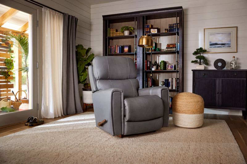 Apollo Power Rocking Recliner w/ Headrest &amp; Lumbar Salvo Blue Grey