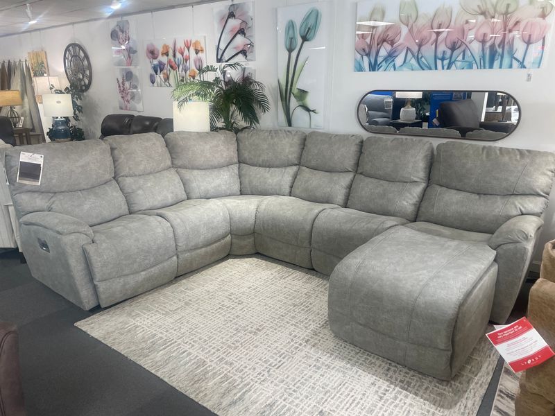 Trouper 5 Peice Sectional With Power Headrest, Lumbar and RW Northwest Dove