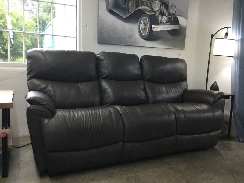 Trouper Power Reclining Sofa w/ Headrest &amp; Lumbar Intermingle Grey Dual RW