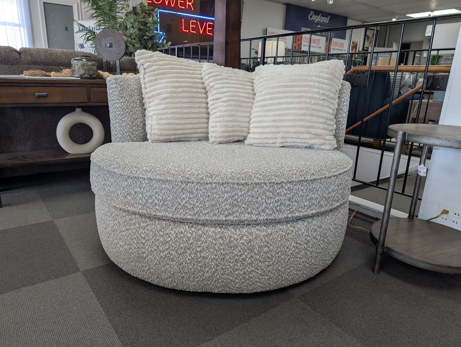 Alex Swivel Chair Tantum River Rock With Cushion Coil &amp; Frame Coil