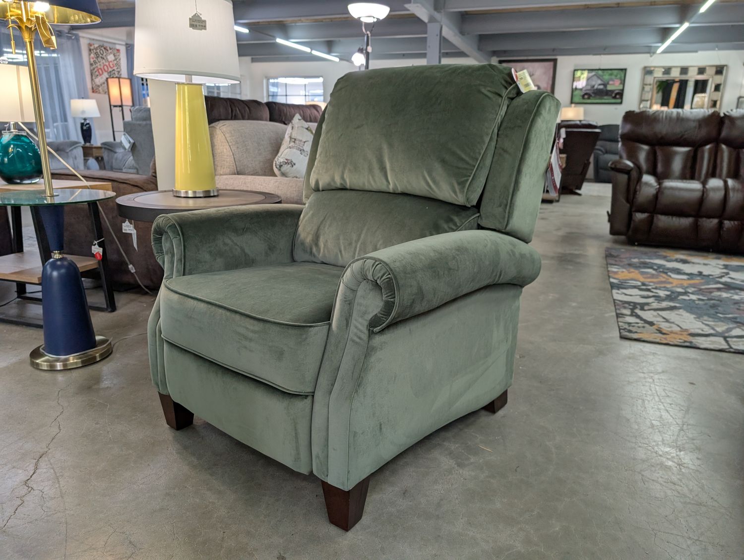 Carleton High Leg Reclining Chair Vitani Windsor Green NO NAILS