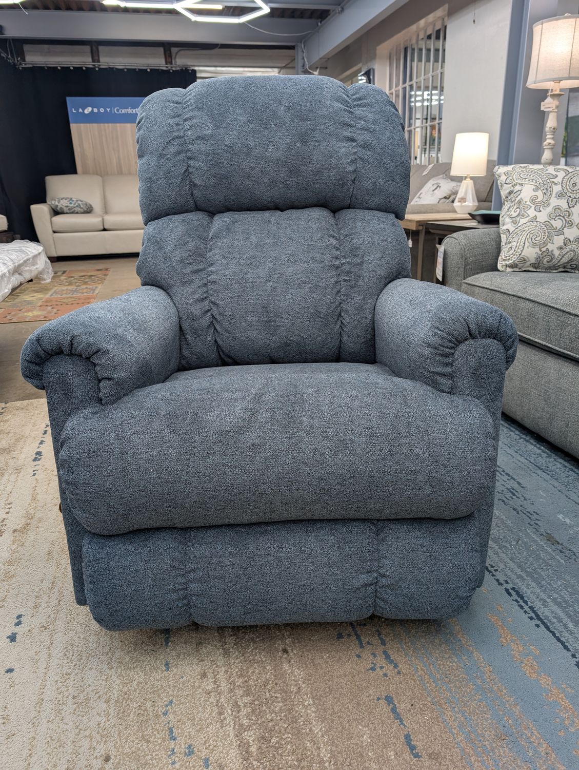 Pinnacle Power Rocking Recliner w/ Headrest &amp; Lumbar I-Halifax Denim