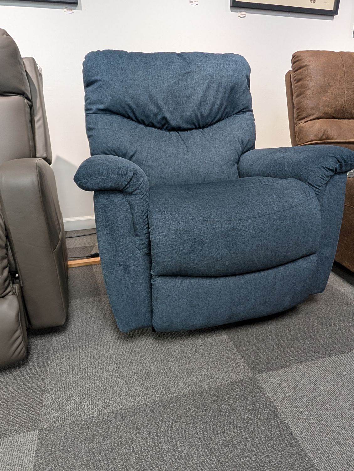 James Power Rocking Recliner w/ Headrest &amp; Lumbar I-Rhodes Indigo DISCO  *TEMPUR*
