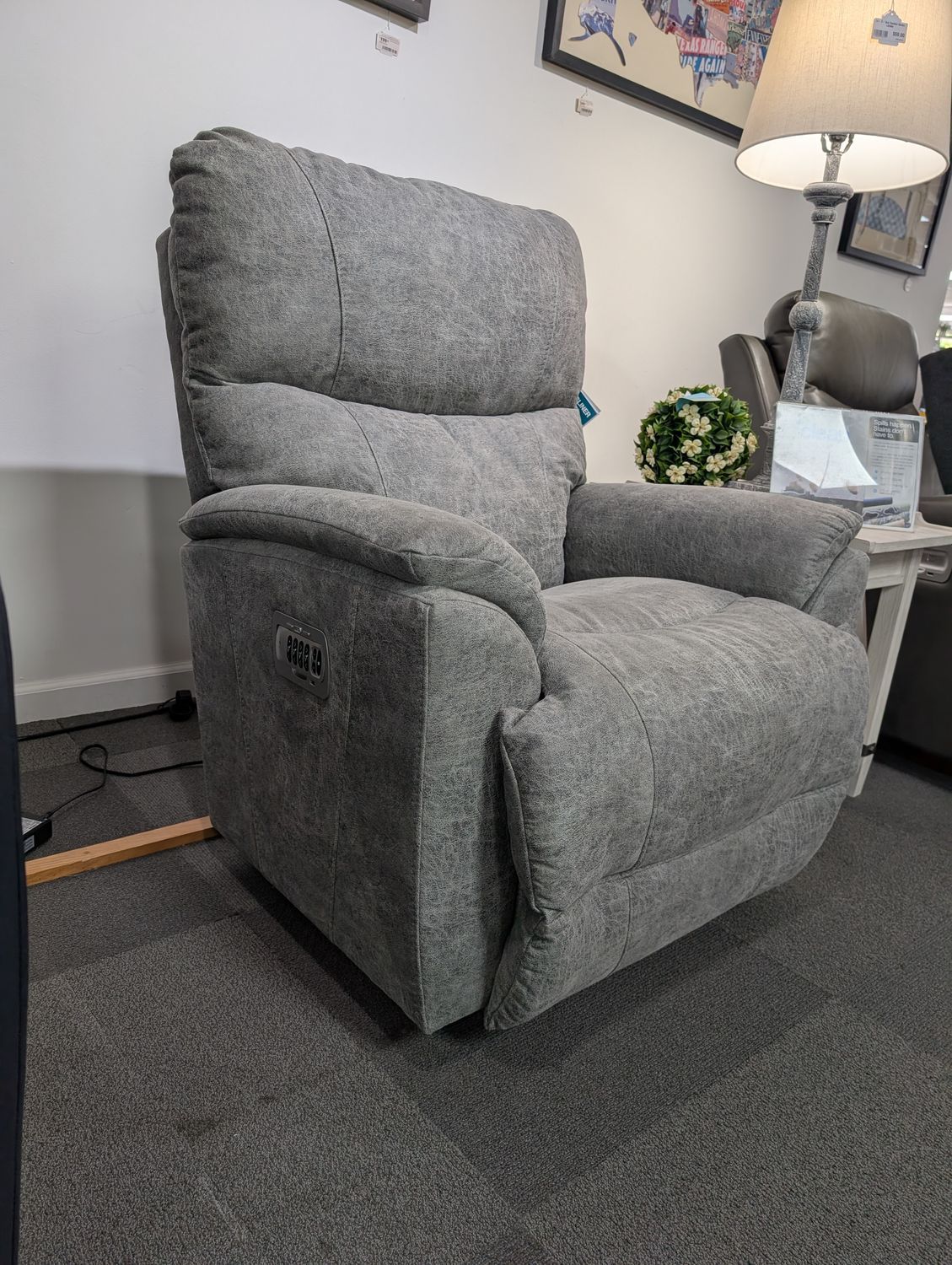 Trouper Power Rocking Recliner w/ Headrest &amp; Lumbar I-Northwest Charcoal **Contour Cushion**