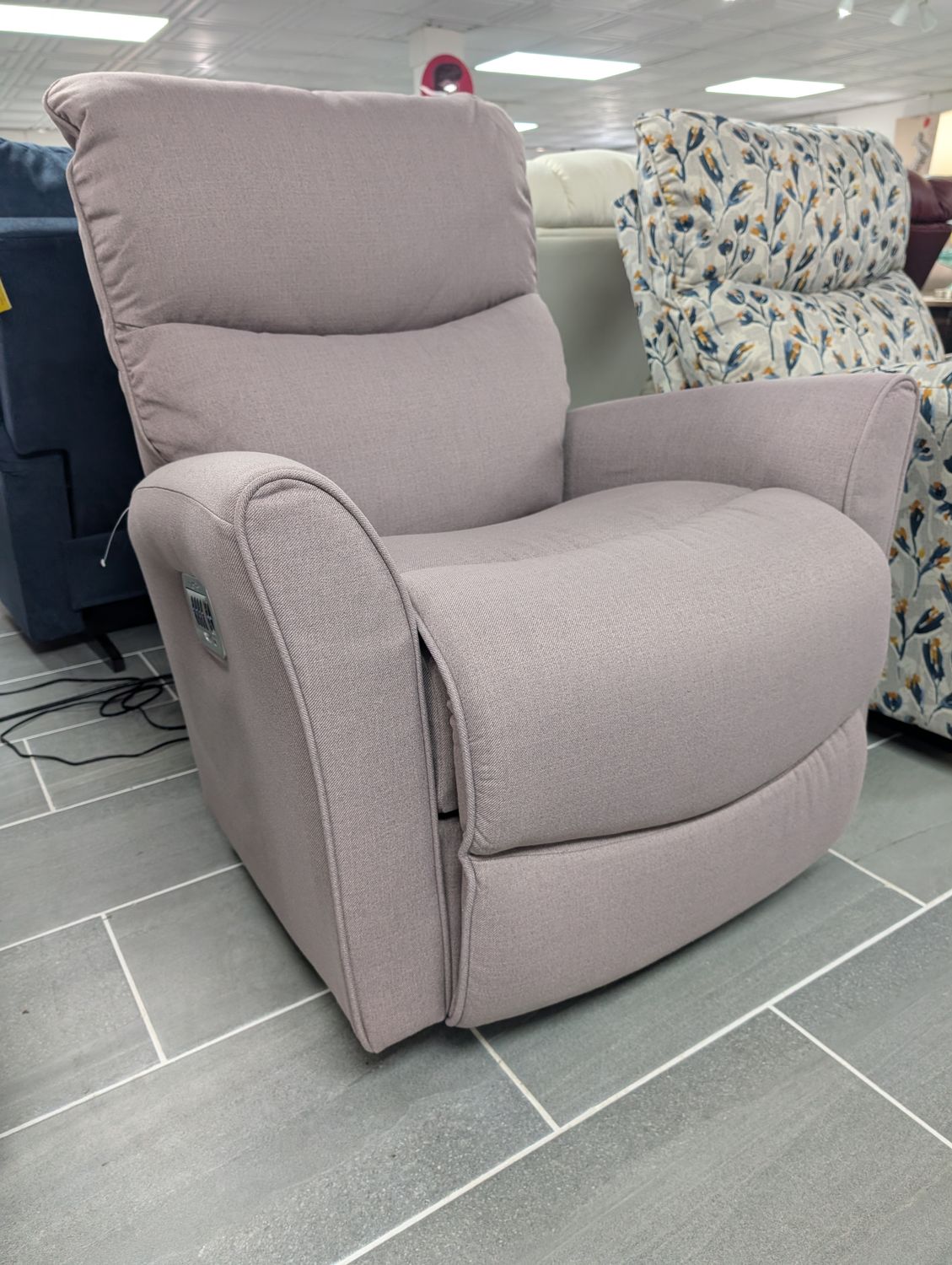 Rowan Power Rocking Recliner w/ Headrest &amp; Lumbar i-Broderick Iris DISCO  *TEMPUR*